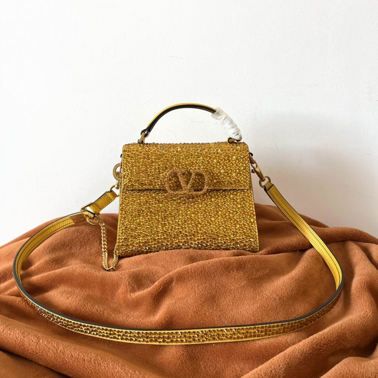 Valentino Garavani VSLING Mini Top-Handle Bag in Gold Crystal Embellishment