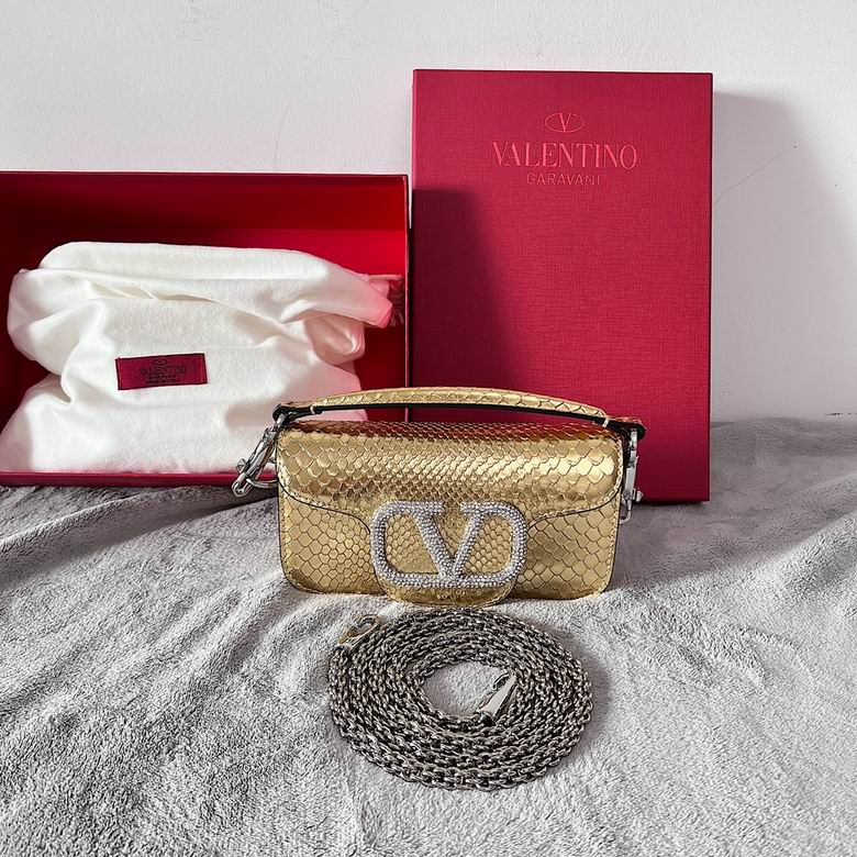 Valentino Locò Mini Shoulder Bag in Gold Metallic Python-Effect Leather