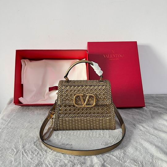 Valentino Garavani VSling Top-Handle Bag in Woven Antique Gold