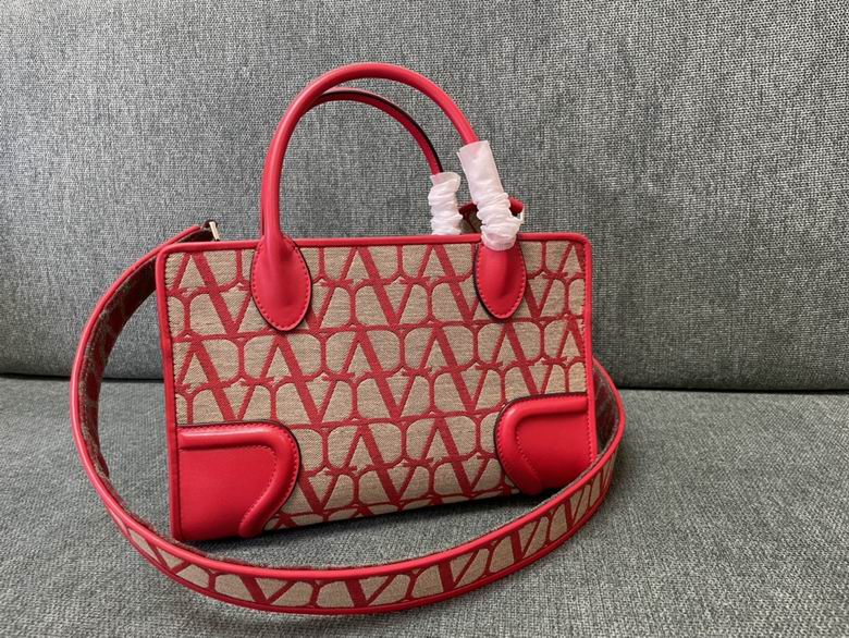 Valentino Garavani Toile Iconographe Small Tote Bag in Red and Beige