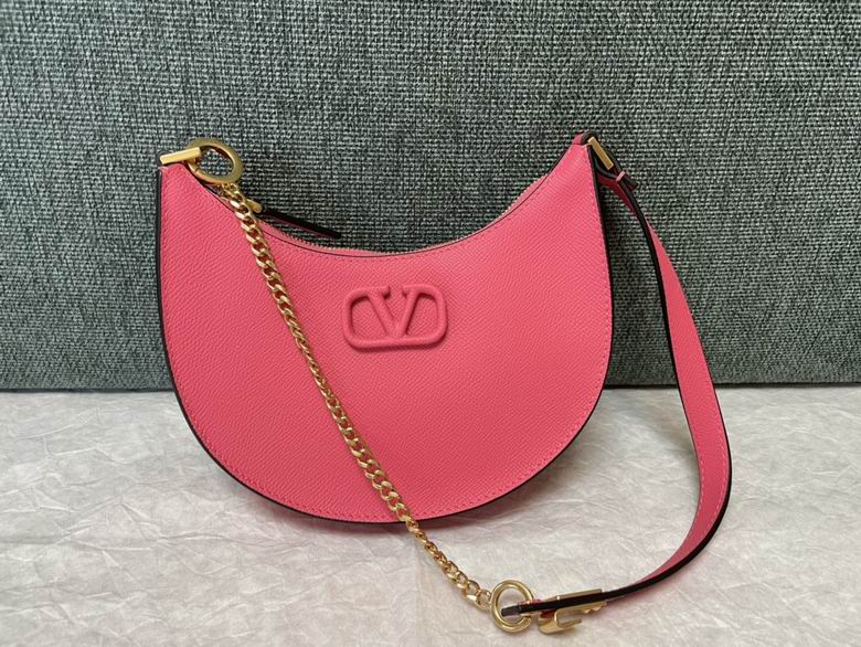 Valentino VLogo Signature Mini Hobo Bag in Pink Grained Leather