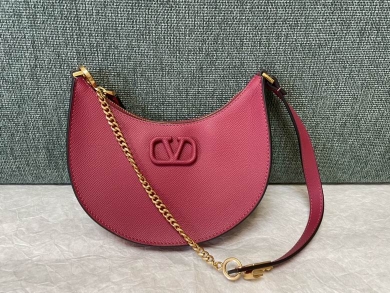 Valentino VLogo Signature Mini Hobo Bag in Raspberry Pink Grained Leather