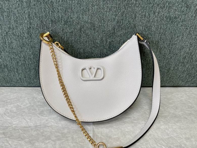 Valentino VLogo Signature Mini Hobo Shoulder Bag in White Grained Leather