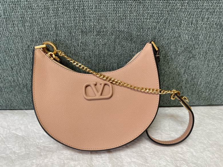 Valentino VLogo Signature Mini Hobo Bag in Blush Pink Grained Leather