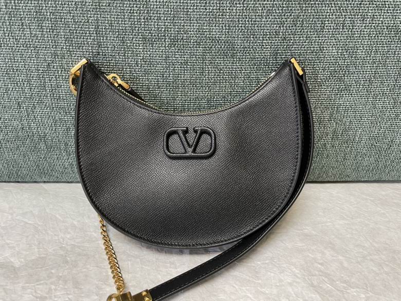 Valentino Garavani VLogo Signature Mini Hobo Bag in Black Grained Leather