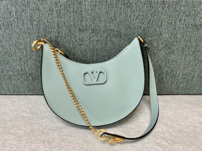 Valentino VLogo Signature Mini Hobo Bag in Pale Blue Grained Leather