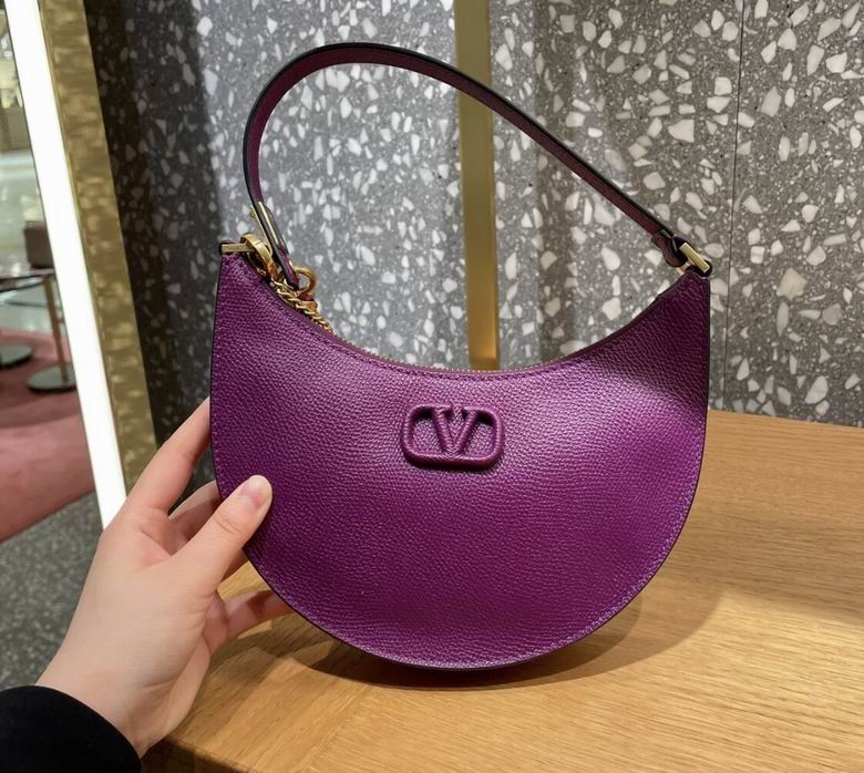 Valentino VLogo Signature Mini Hobo Bag in Purple Grained Leather