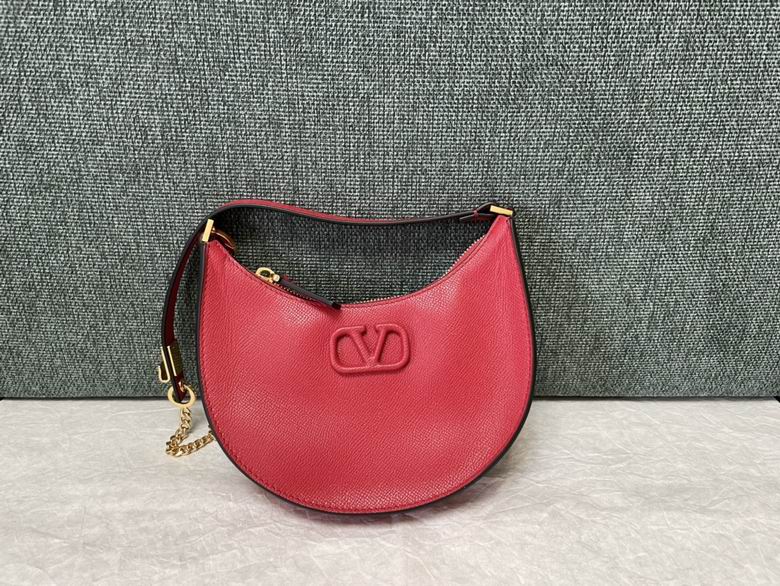 Valentino Garavani VLogo Signature Mini Hobo Bag in Raspberry Pink Leather