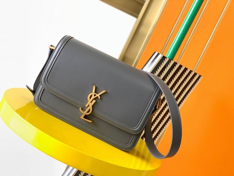 Saint Laurent Solferino Medium Shoulder Bag in Grey Box Leather