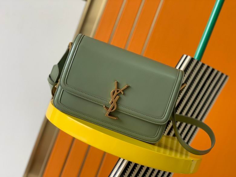 Saint Laurent Solferino Medium Shoulder Bag in Sage Green Smooth Leather