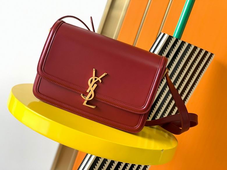 Saint Laurent Solferino Medium Shoulder Bag in Burgundy Box Leather