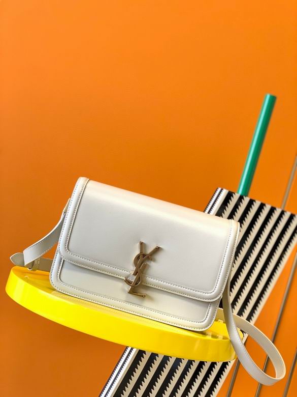 Saint Laurent Solferino Medium Shoulder Bag in White Box Leather