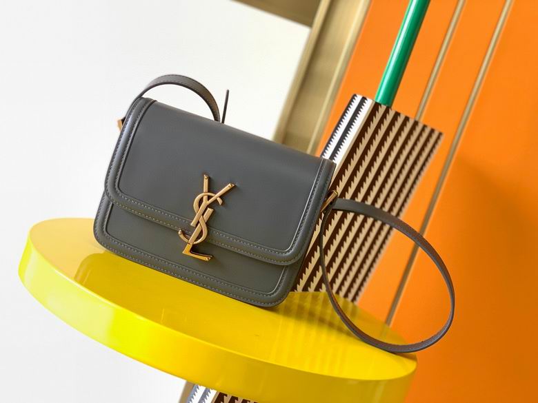 Saint Laurent Solferino Small Crossbody Bag in Gray Smooth Leather
