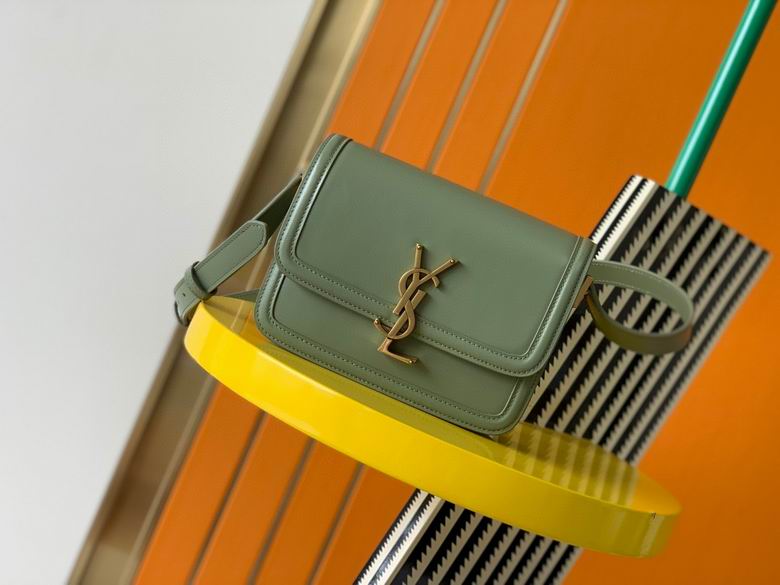 Saint Laurent Solferino Small Box Shoulder Bag in Sage Green Leather