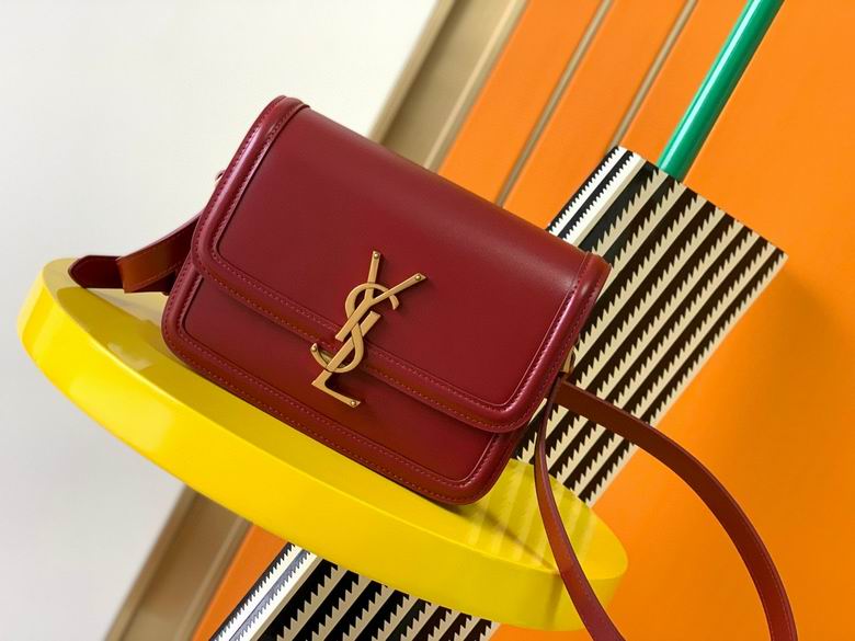Saint Laurent Solferino Small Box Shoulder Bag in Burgundy Smooth Leather