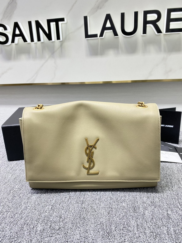 Saint Laurent Kate Medium Reversible Chain Shoulder Bag in Beige Leather
