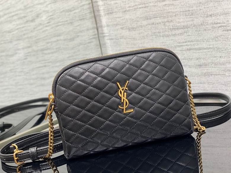 Saint Laurent Gaby Mini Zip Chain Crossbody Bag in Black Quilted Leather