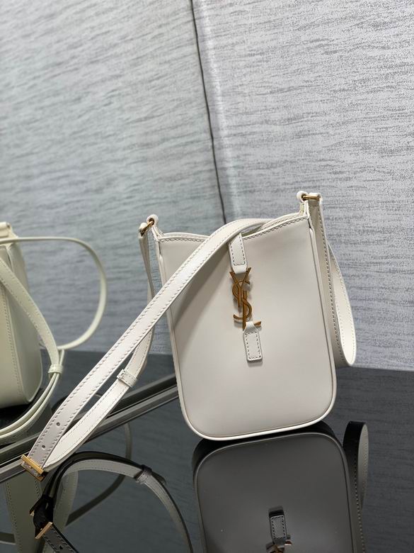 Saint Laurent Le 5 à 7 Mini Crossbody Bag in White Smooth Leather