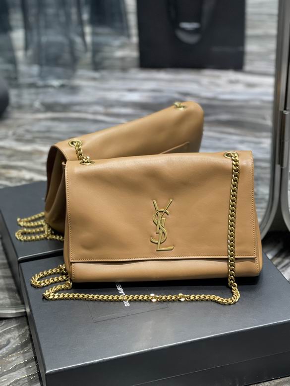 Saint Laurent Kate Medium Reversible Chain Shoulder Bag in Tan Leather