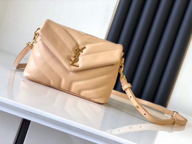 Saint Laurent Loulou Toy Crossbody Bag in Beige Y-Quilted Leather