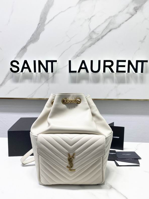 Saint Laurent Joe Backpack in Cream Chevron-Quilted Leather with Gold Hardware