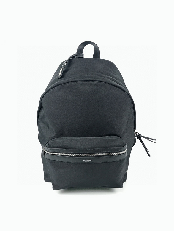 Saint Laurent City Backpack in Black Nylon with Leather Trim