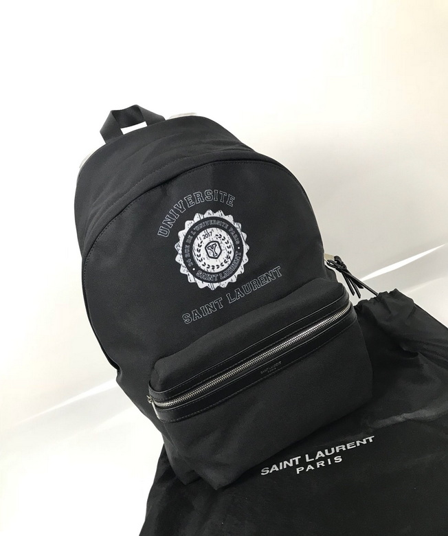 Saint Laurent City Backpack with Université Print in Black Nylon