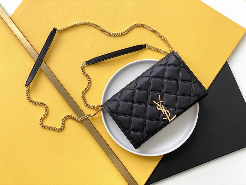 Saint Laurent Becky Chain Shoulder Bag in Black Quilted Leather