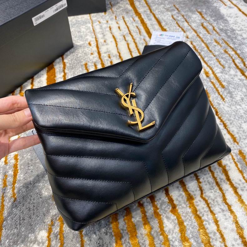 Saint Laurent Loulou Small Chevron-Quilted Shoulder Bag in Black Leather