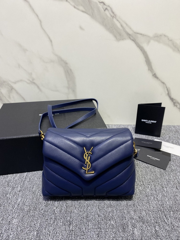 Saint Laurent Loulou Toy Crossbody Bag in Navy Y-Quilted Leather