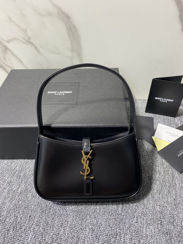 Saint Laurent Le 5 à 7 Mini Hobo Shoulder Bag in Black Smooth Leather