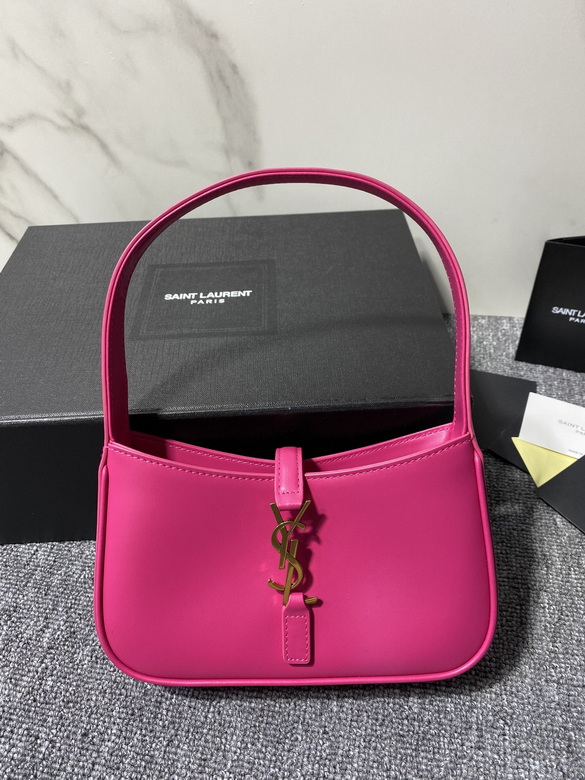 Saint Laurent Le 5 à 7 Mini Hobo Shoulder Bag in Hot Pink Smooth Leather
