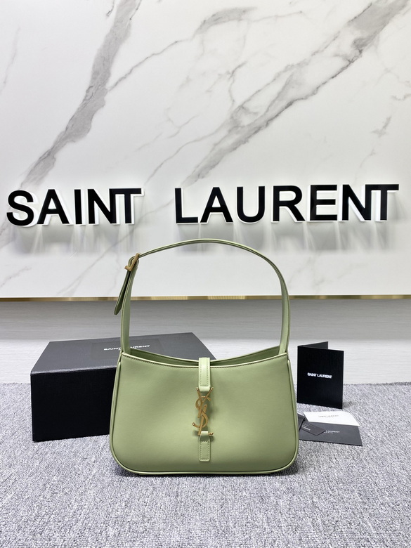 Saint Laurent Le 5 à 7 Hobo Shoulder Bag in Light Green Smooth Leather