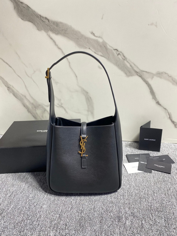 Saint Laurent Le 5 à 7 Small Hobo Shoulder Bag in Black Smooth Leather