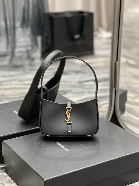 Saint Laurent Le 5 à 7 Mini Hobo Shoulder Bag in Black Smooth Leather