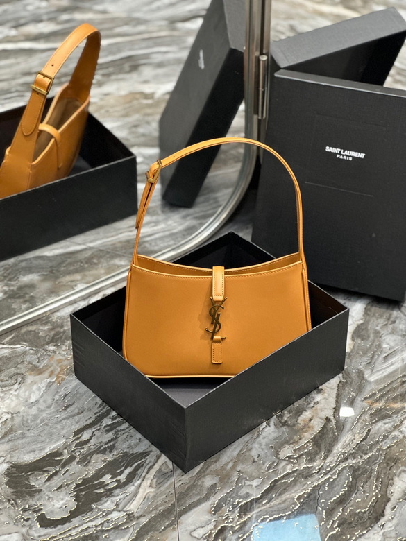 Saint Laurent Le 5 à 7 Small Hobo Shoulder Bag in Tan Smooth Leather
