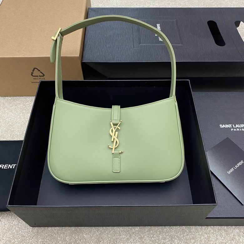 Saint Laurent Le 5 à 7 Small Hobo Shoulder Bag in Sage Green Leather