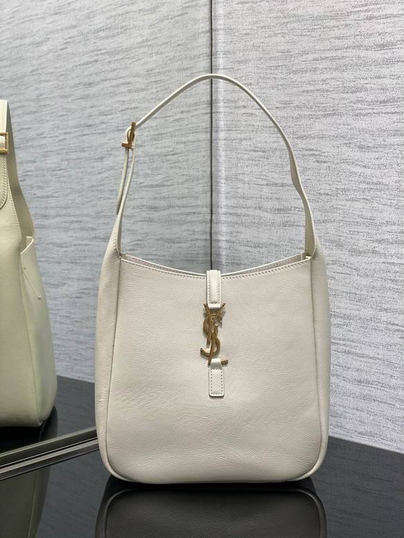 Saint Laurent Le 5 à 7 Small Hobo Shoulder Bag in Cream Smooth Leather