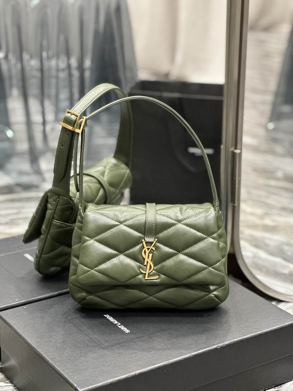 Saint Laurent Le 5 à 7 Supple Shoulder Bag in Olive Green Quilted Leather