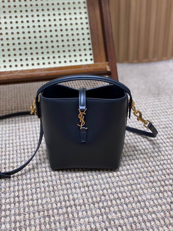 Saint Laurent Le 37 Mini Bucket Bag in Black Smooth Leather with Gold YSL