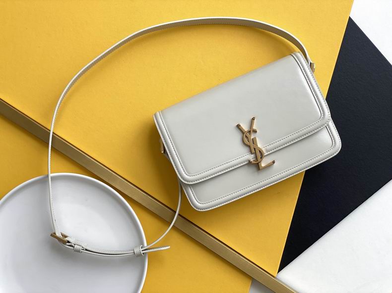 Saint Laurent Solferino Medium Crossbody Bag in Off-White Smooth Leather