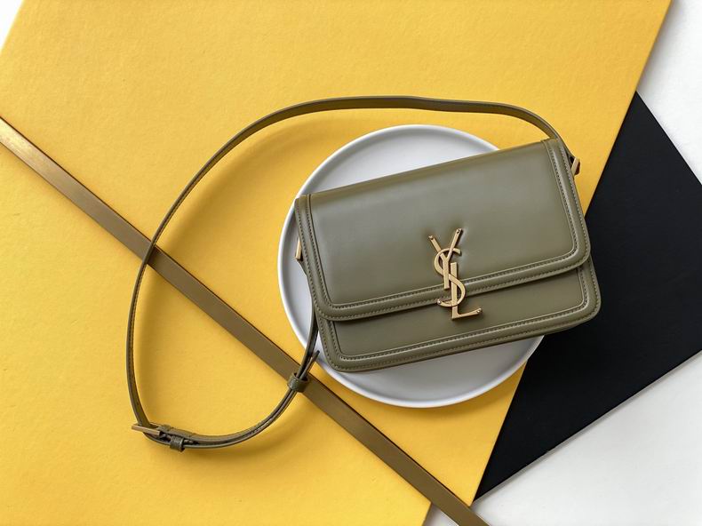 Saint Laurent Solferino Medium Crossbody Bag in Olive Green Smooth Leather