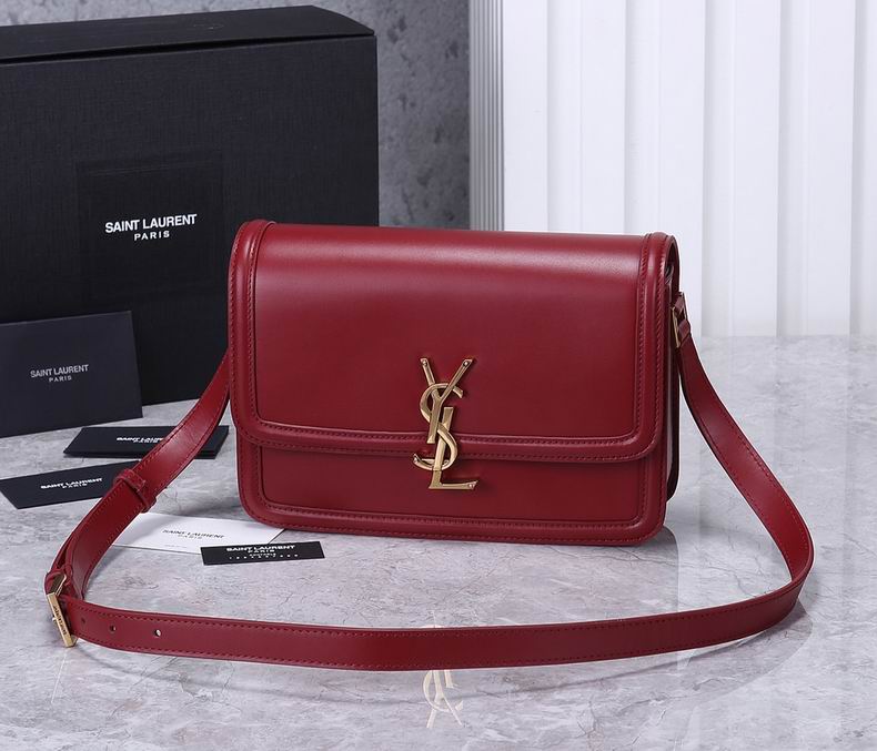 Saint Laurent Solferino Medium Shoulder Bag in Burgundy Smooth Leather