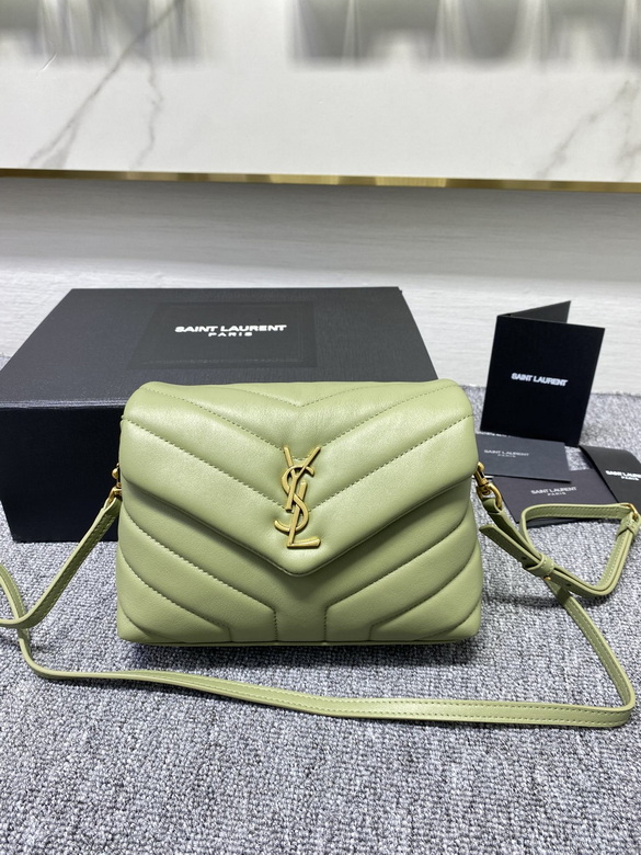 Saint Laurent Loulou Toy Crossbody Bag in Light Green Y-Quilted Leather