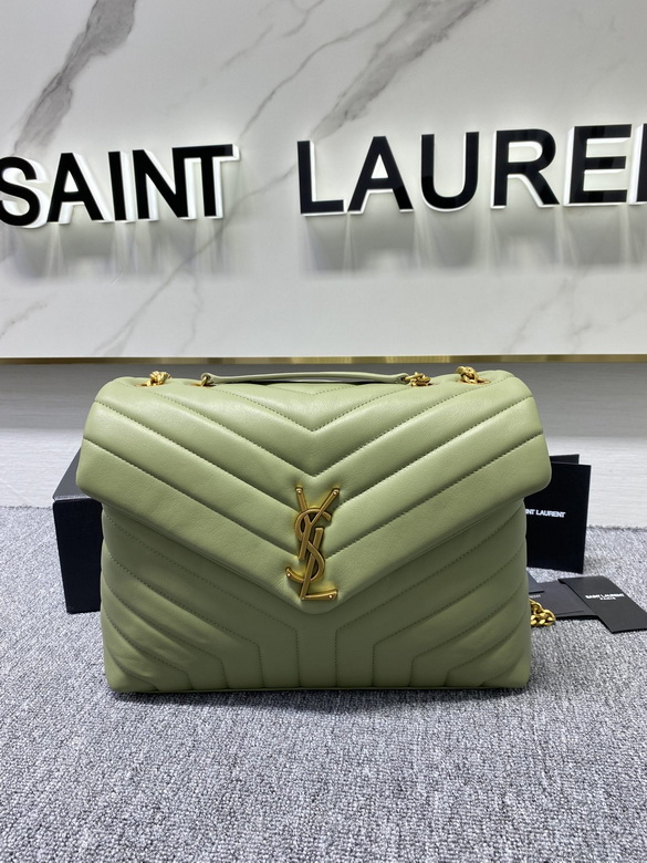 Saint Laurent Loulou Medium Chain Bag in Sage Green Y-Quilted Leather