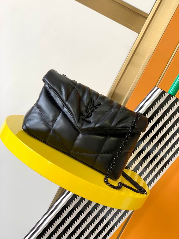 Saint Laurent Puffer Small Chain Bag in Black Quilted Leather with Black Hardware