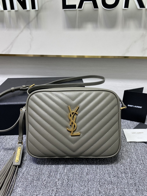 Saint Laurent Lou Camera Bag in Grey Quilted Leather with Gold YSL Monogram