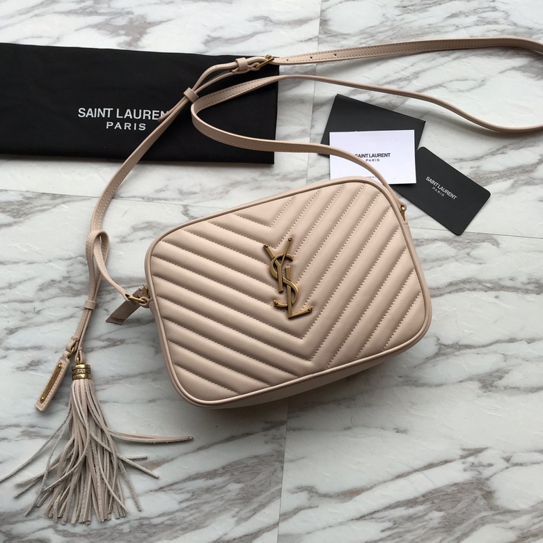 Saint Laurent Lou Camera Bag in Light Pink Chevron-Quilted Leather