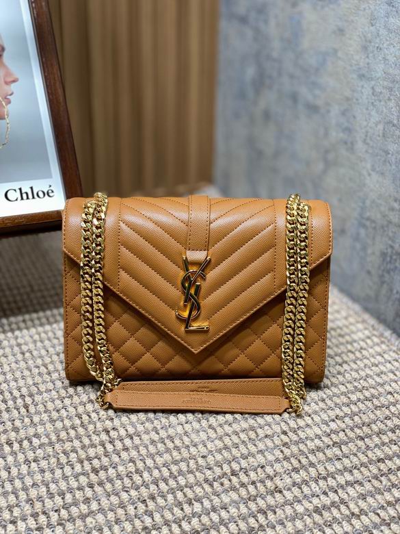 Saint Laurent Envelope Medium Chain Bag in Caramel Quilted Grain Leather