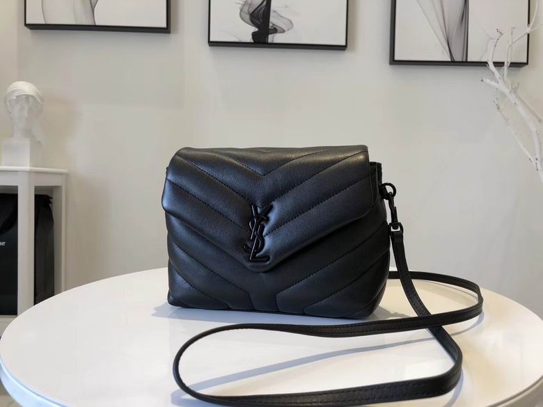 Saint Laurent Loulou Toy Crossbody Bag in Black Y-Quilted Leather with Black Hardware